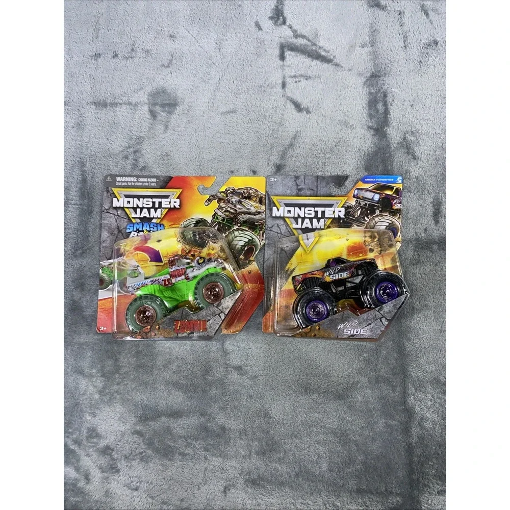 Monster Jam Diecast Truck Smash Bash Zombie Wild Side Lot of 2 Collectable‎ NEW